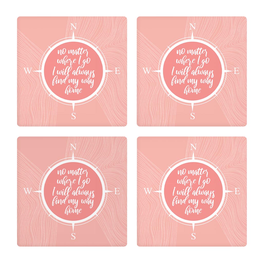 Boho Color Compass On Pink Quote | Absorbent Coasters | Set of 4 | Min 2