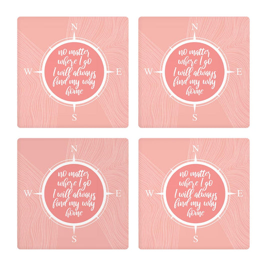 Boho Color Compass On Pink Quote | Absorbent Coasters | Set of 4 | Min 2