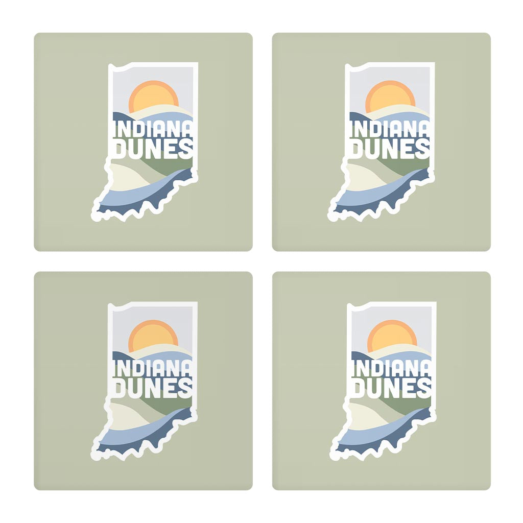 Indiana Dunes State Shape | Absorbent Coasters | Set of 4 | Min 2