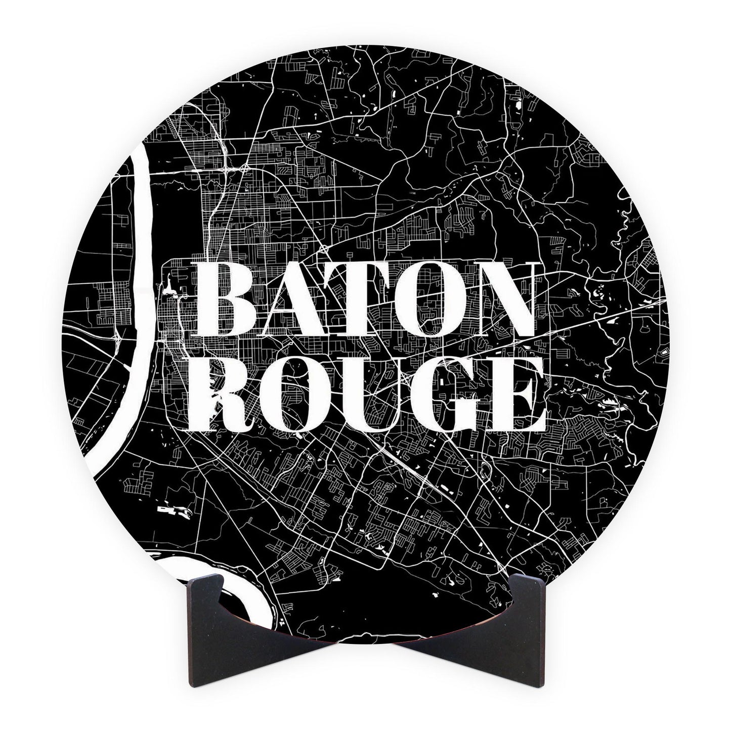 Minimalistic Baton Rouge Black Map | Wood Sign | Eaches | Min 1