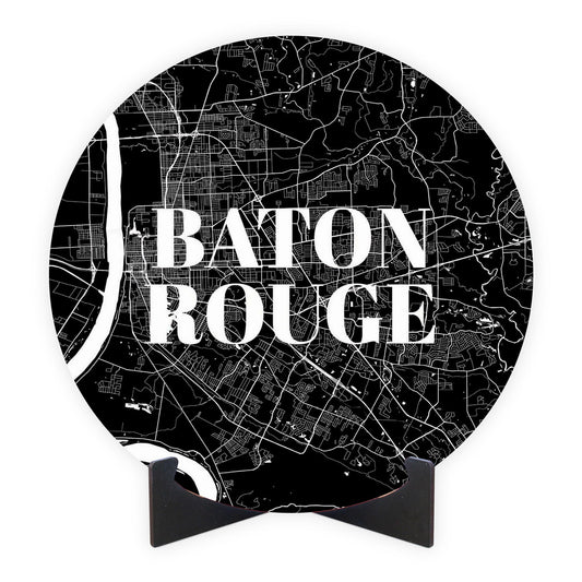 Minimalistic Baton Rouge Black Map | Wood Sign | Eaches | Min 1