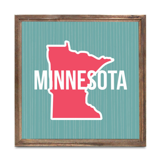 Boho Color State On Blue Minnesota | Wood Sign | Eaches | Min 1