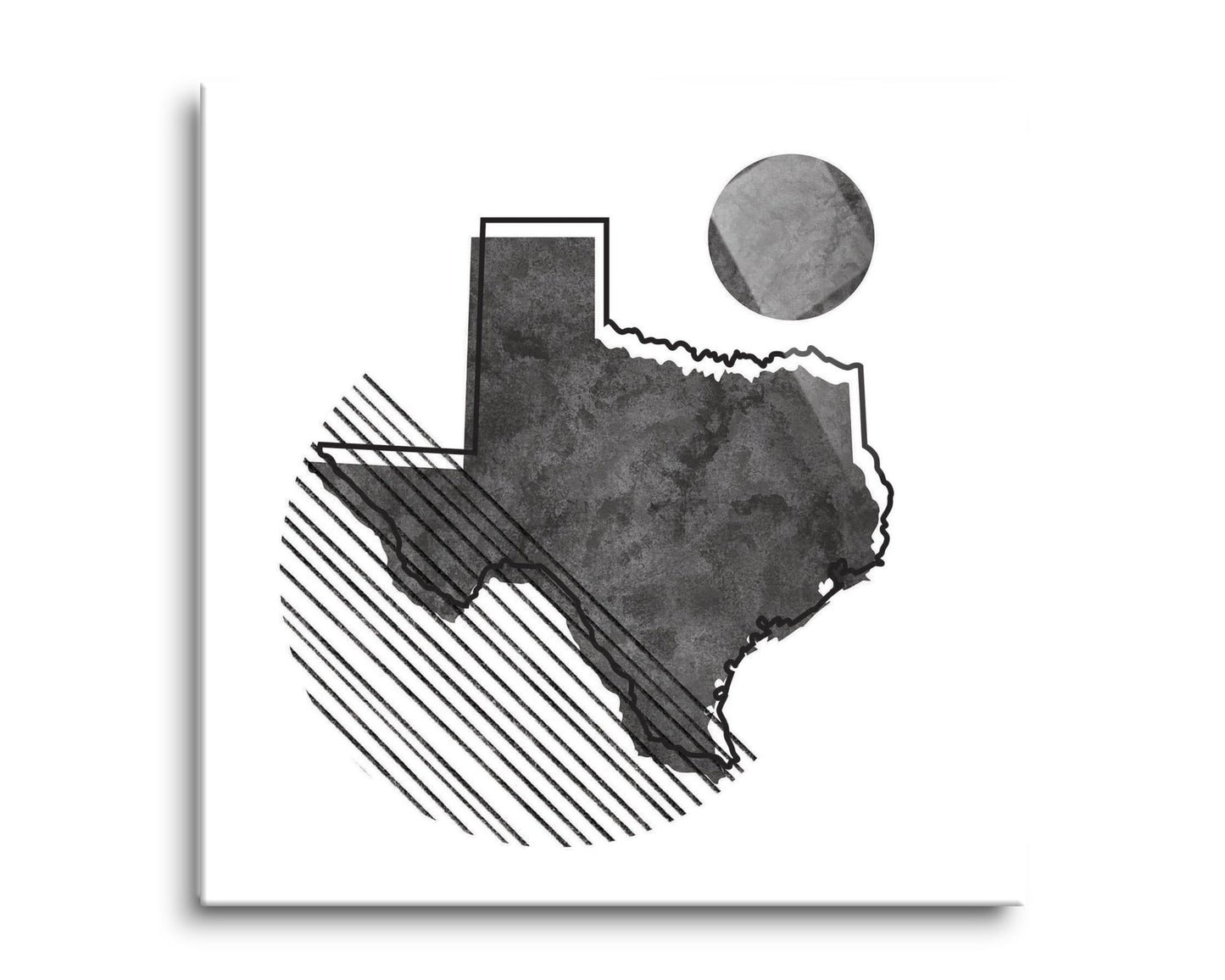 Black And White Geometric On White Texas | Hi-Def Glass Art | Eaches | Min 2