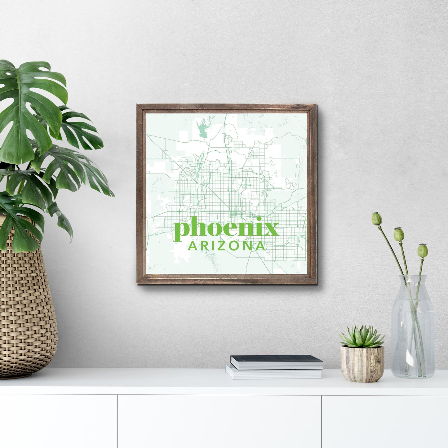 Bright Modern Green Map Arizona Phoenix | Wood Sign | Eaches | Min 1