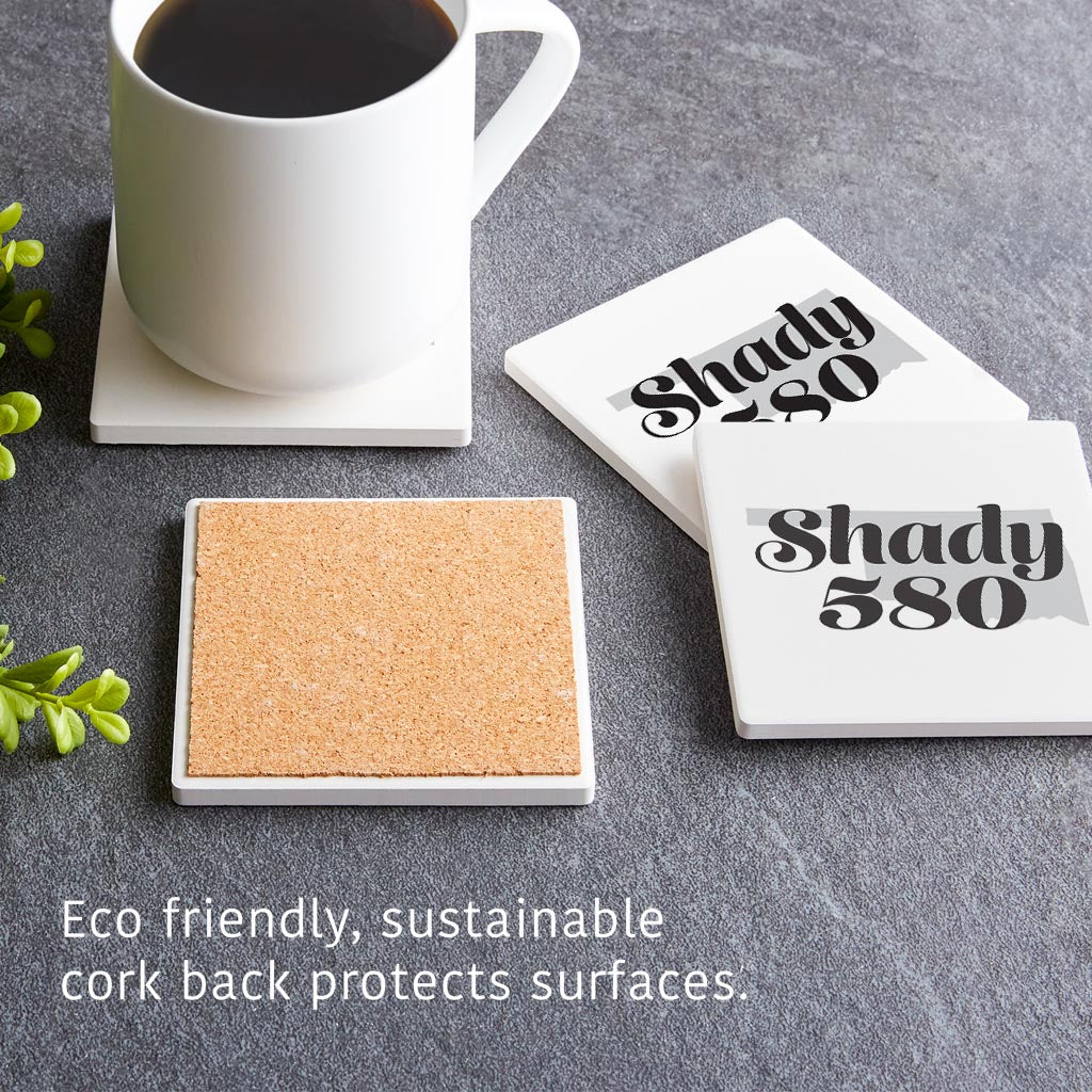 Minimalistic B&W Ardmore Ok Shady 580 White | Absorbent Coasters | Set of 4 | Min 2