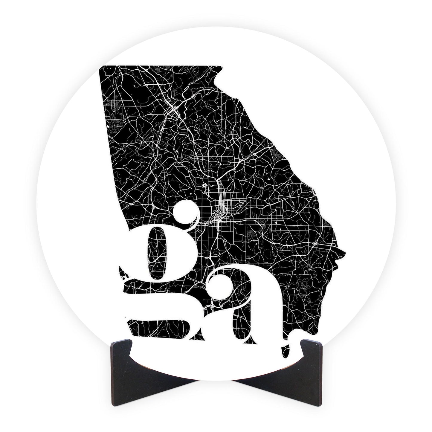 Black And White Abbreviated State Map White Georgia | Wood Sign | Eaches | Min 1