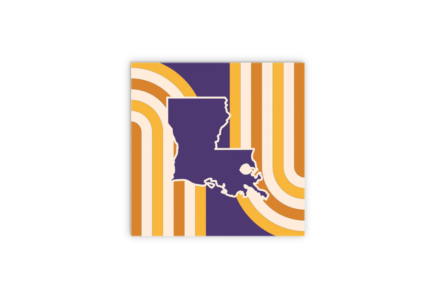 Purple Gold Louisiana Retro State Shape | Wood Sign | Eaches | Min 2