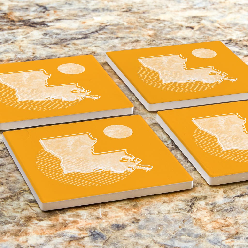 Bright Modern Geometric On Orange Louisiana | Absorbent Coasters | Set of 4 | Min 2