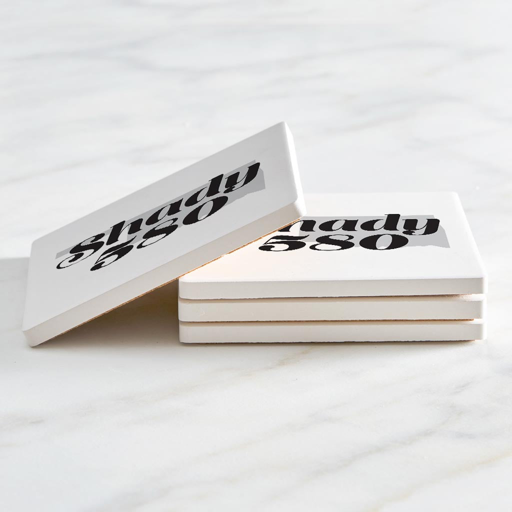 Minimalistic B&W Ardmore Ok Shady 580 White | Absorbent Coasters | Set of 4 | Min 2