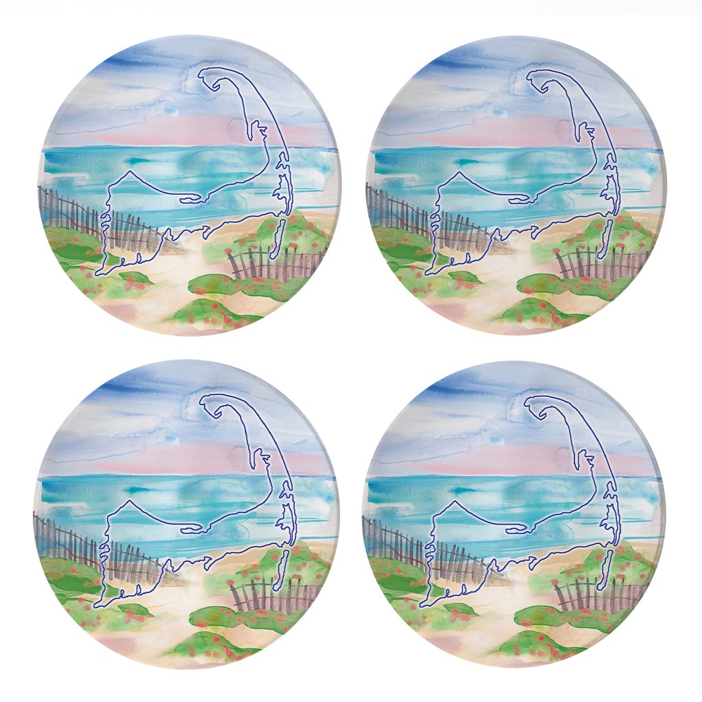 Watercolor Beach Scene | Absorbent Coasters | Set of 4 | Min 2