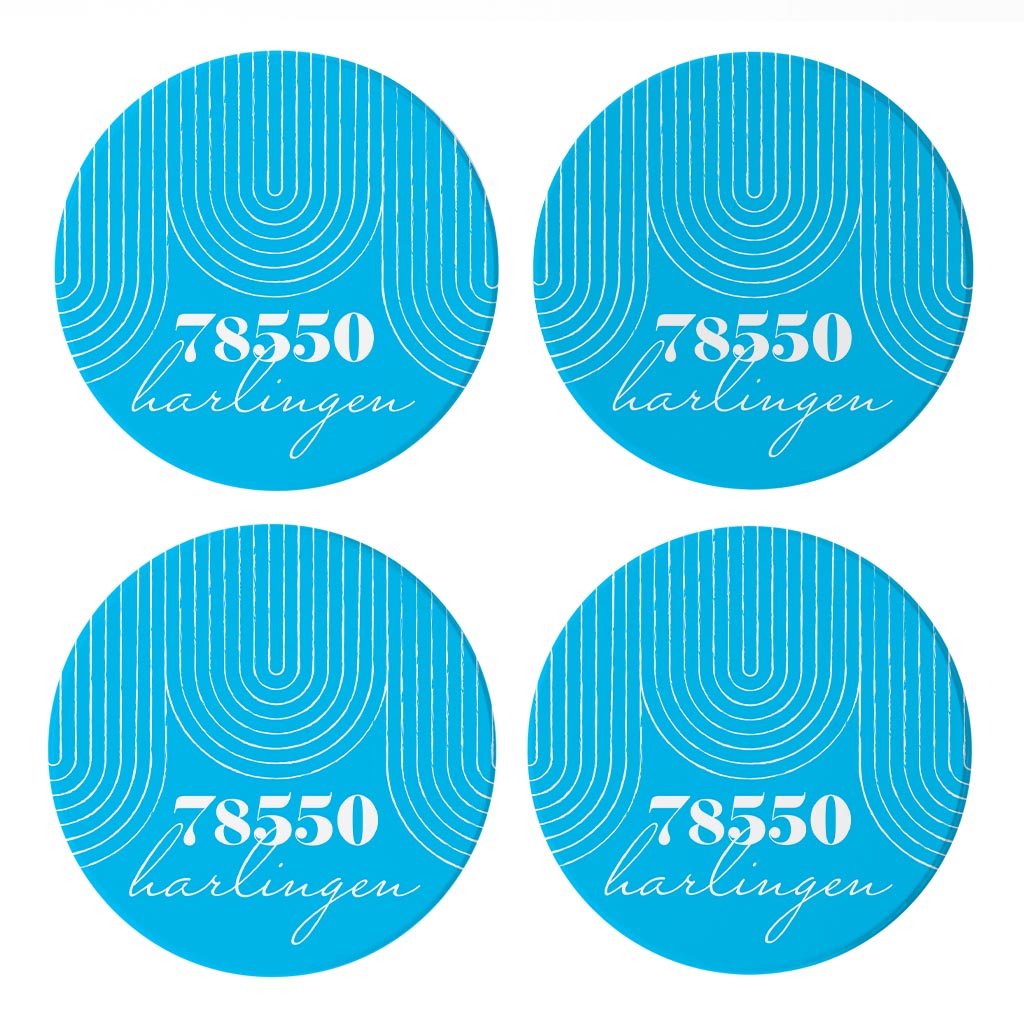 Bright Modern City Zip On Teal Texas Harlingen | Absorbent Coasters | Set of 4 | Min 2