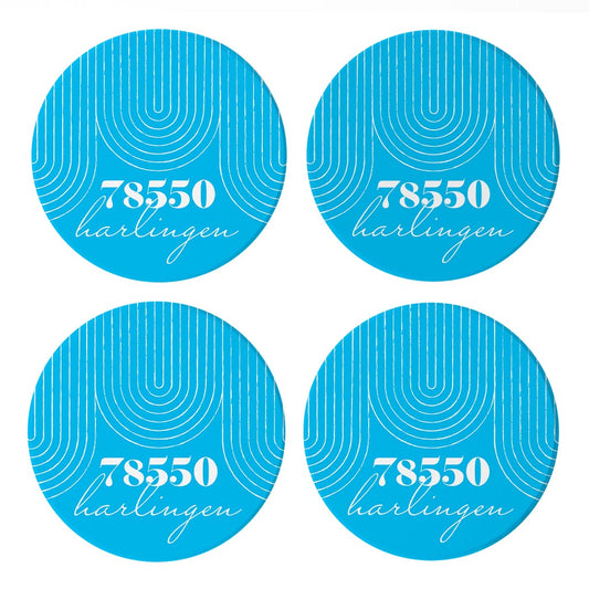 Bright Modern City Zip On Teal Texas Harlingen | Absorbent Coasters | Set of 4 | Min 2