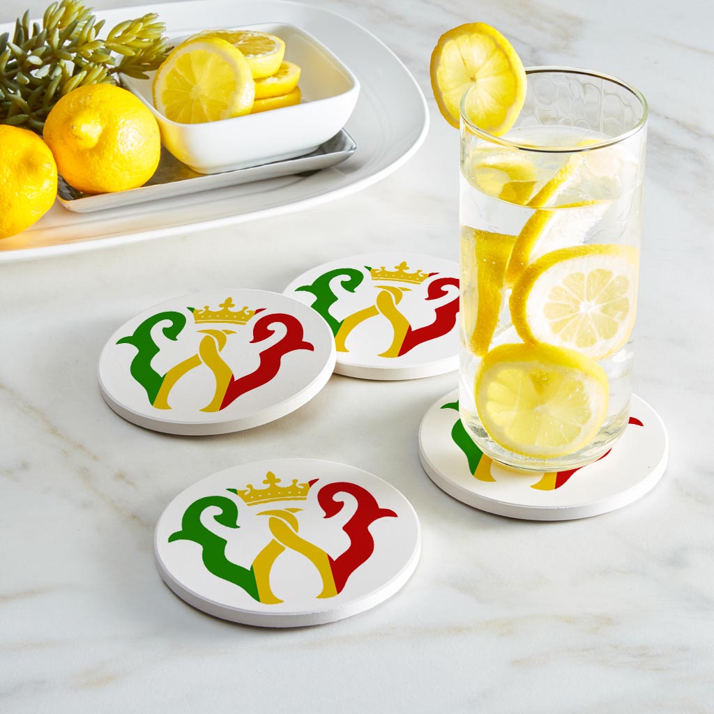 Circle Coasters W Rasta Crown Set of Four | 4x4