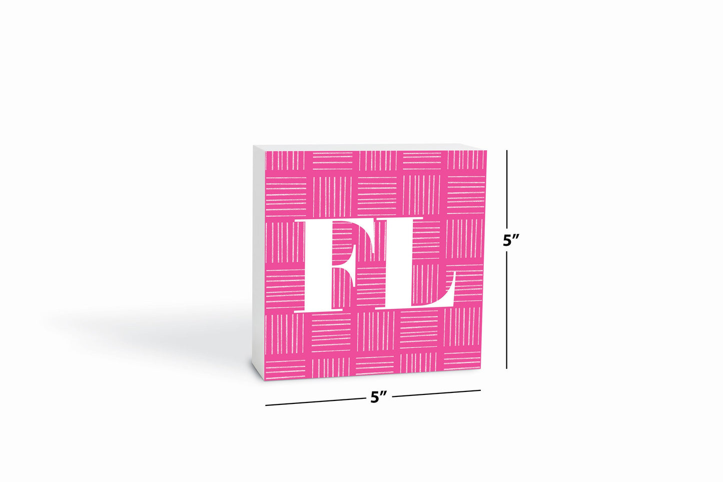 Bright Modern Abbreviated On Pink Florida | Wood Block | Eaches | Min 4