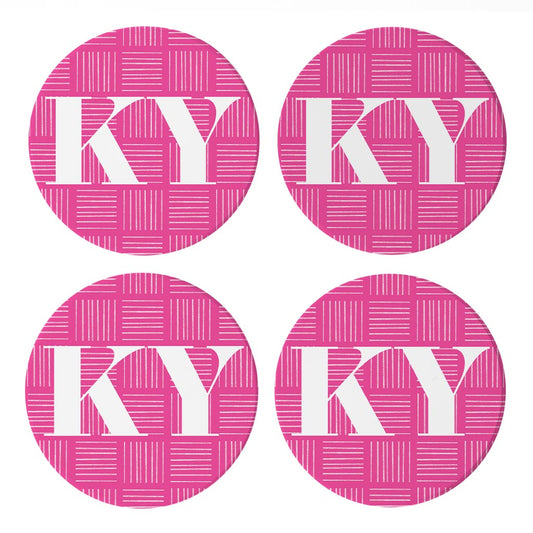 Bright Modern Abbreviated On Pink Kentucky| Absorbent Coasters | Set of 4 | Min 2