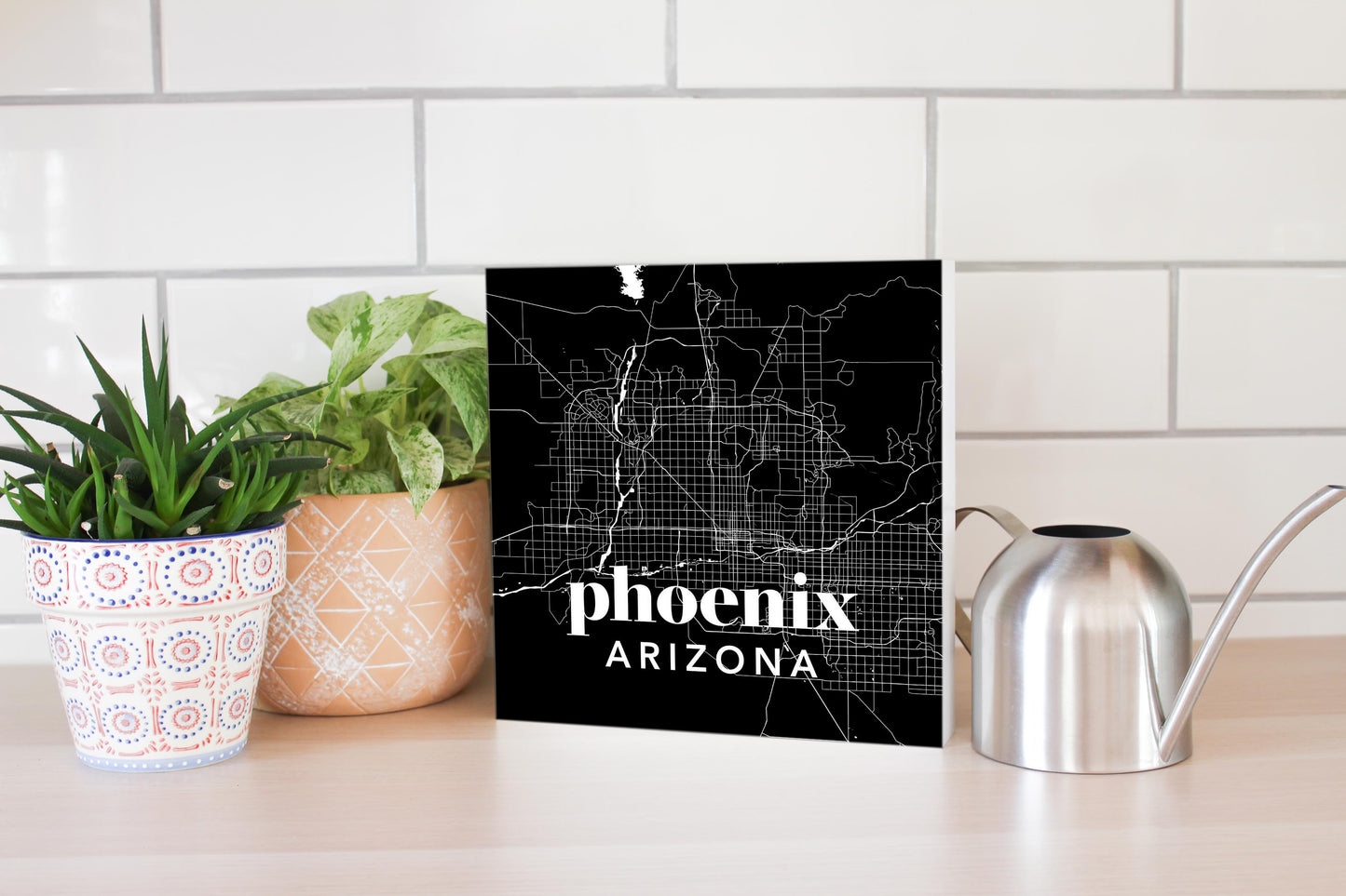 Black And White Black Map Arizona Phoenix | Wood Block | Eaches | Min 2