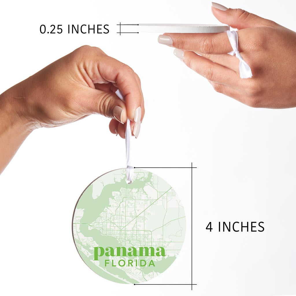 Bright Modern Green Map Florida Panama| Wood Ornament | Eaches | Min 6