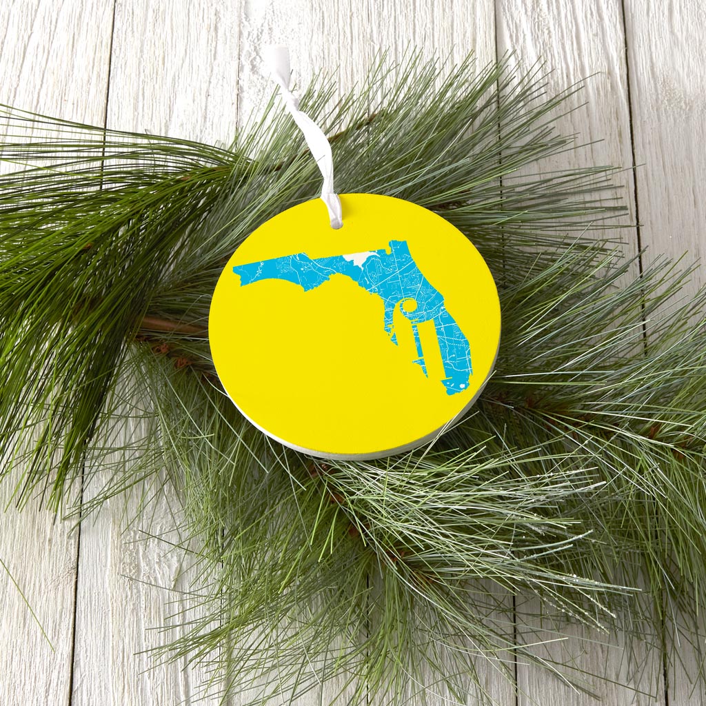 Bright Modern Abbreviated State Yellow Florida Tallahassee | Wood Ornament | Eaches | Min 6