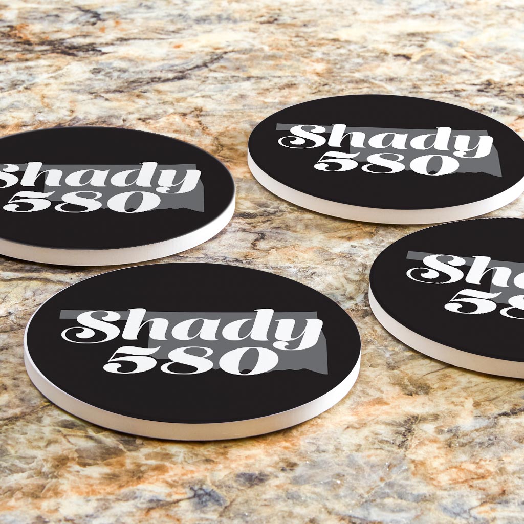 Minimalistic B&W Ardmore Ok Shady 580 Black | Absorbent Coasters | Set of 4 | Min 2