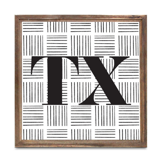 Black And White Abbreviated On White Texas | Wood Sign | Eaches | Min 1