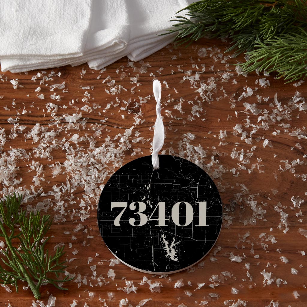 Minimalistic B&W Ardmore Ok 73401 Map| Wood Ornament | Eaches | Min 6