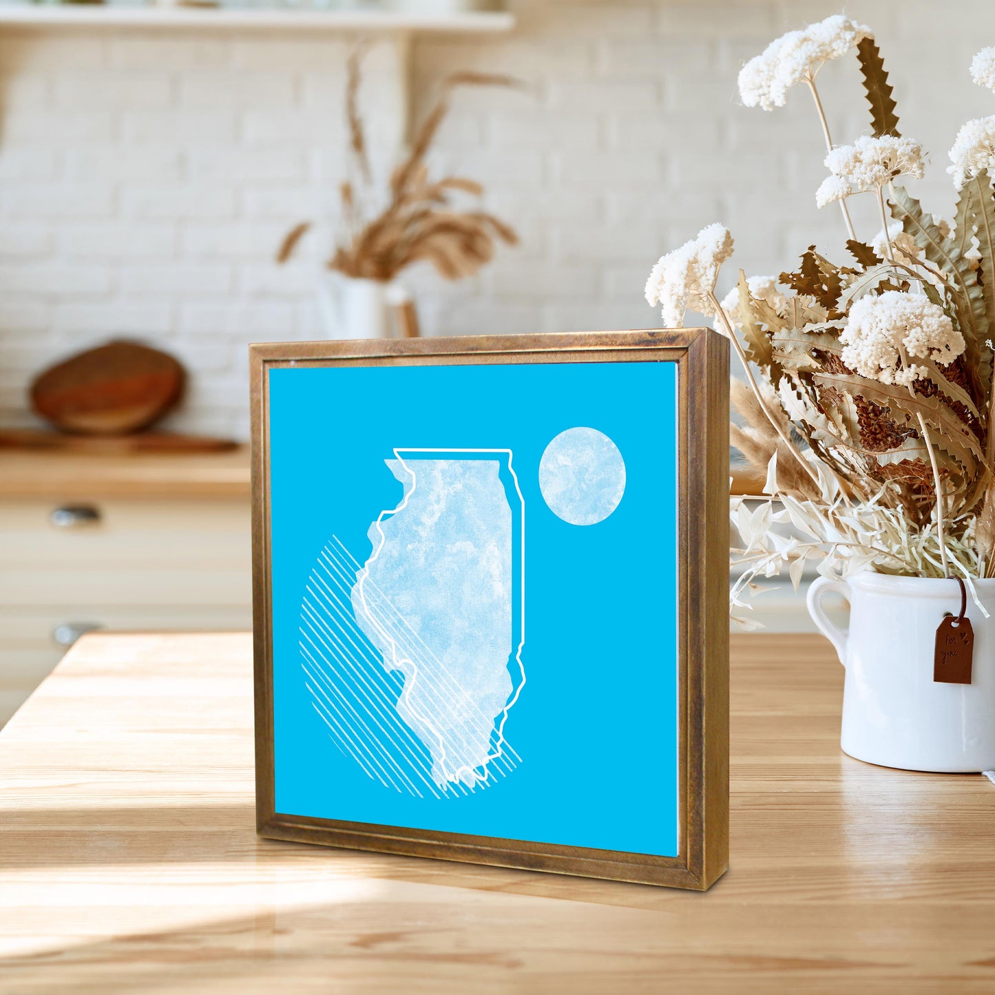 Bright Modern Geometric On Blue Georgia | Wood Sign | Eaches | Min 1