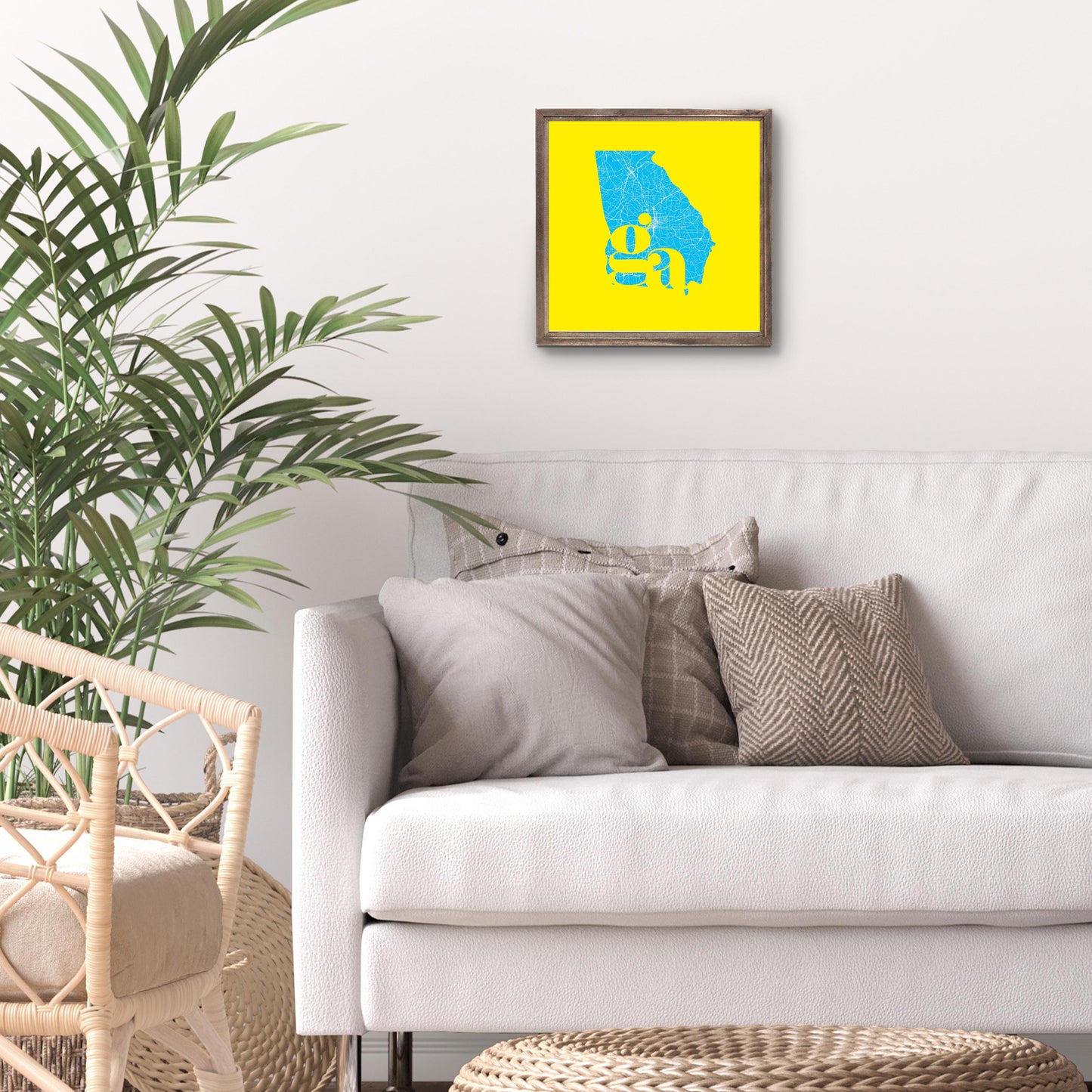 Bright Modern Abbreviated State Yellow Georgia | Wood Sign | Eaches | Min 1