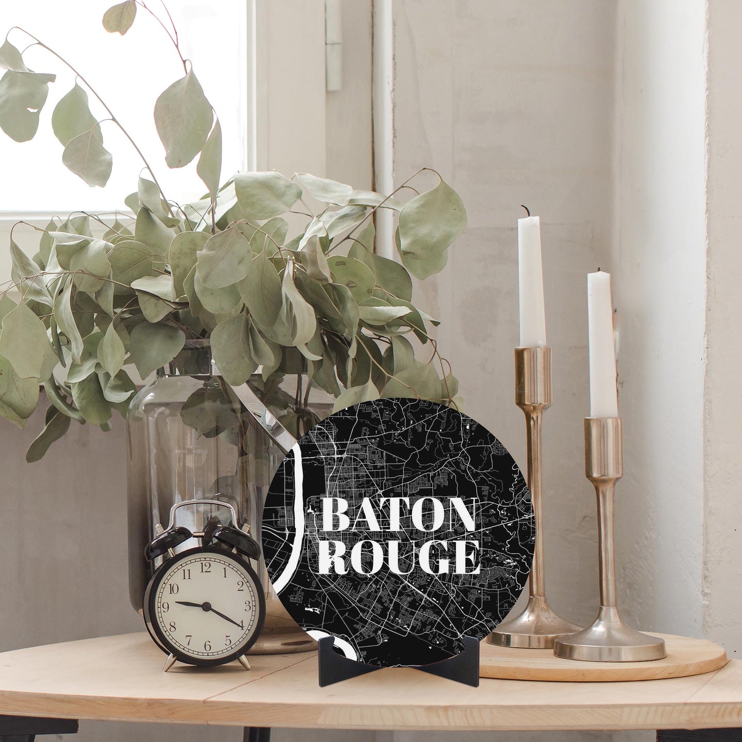 Minimalistic Baton Rouge Black Map | Wood Sign | Eaches | Min 1