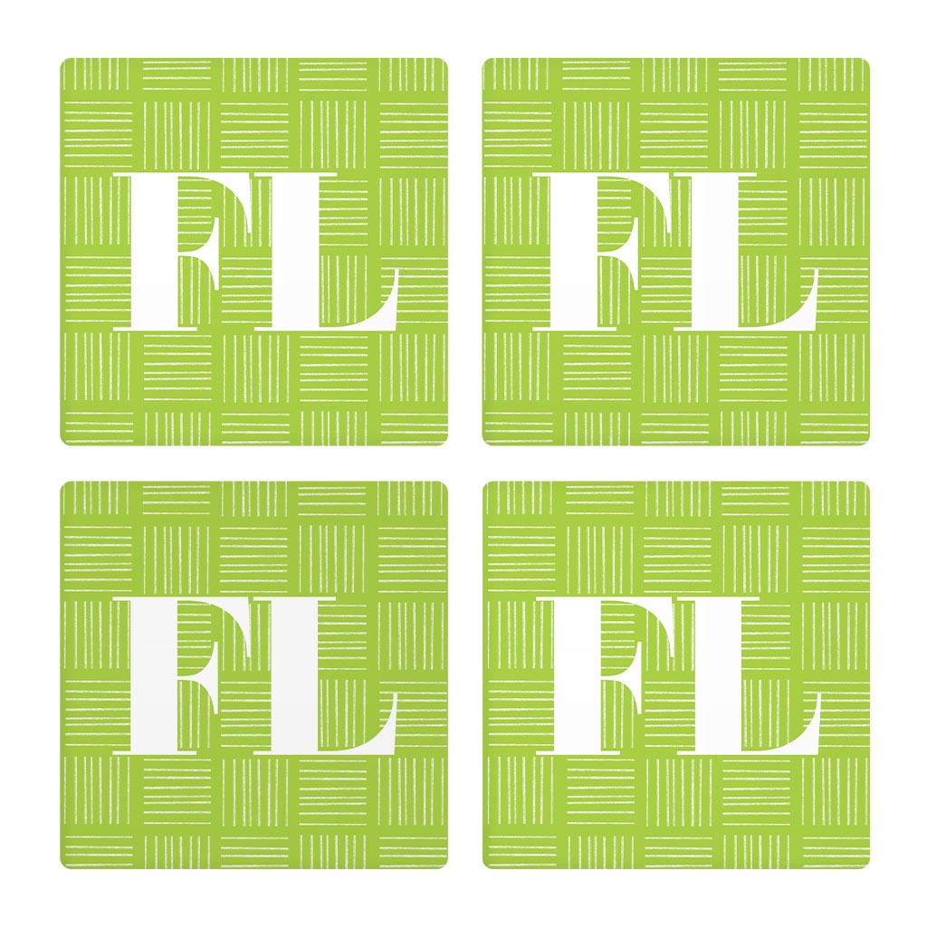 Bright Modern Abbreviated On Green Florida | Absorbent Coasters | Set of 4 | Min 2