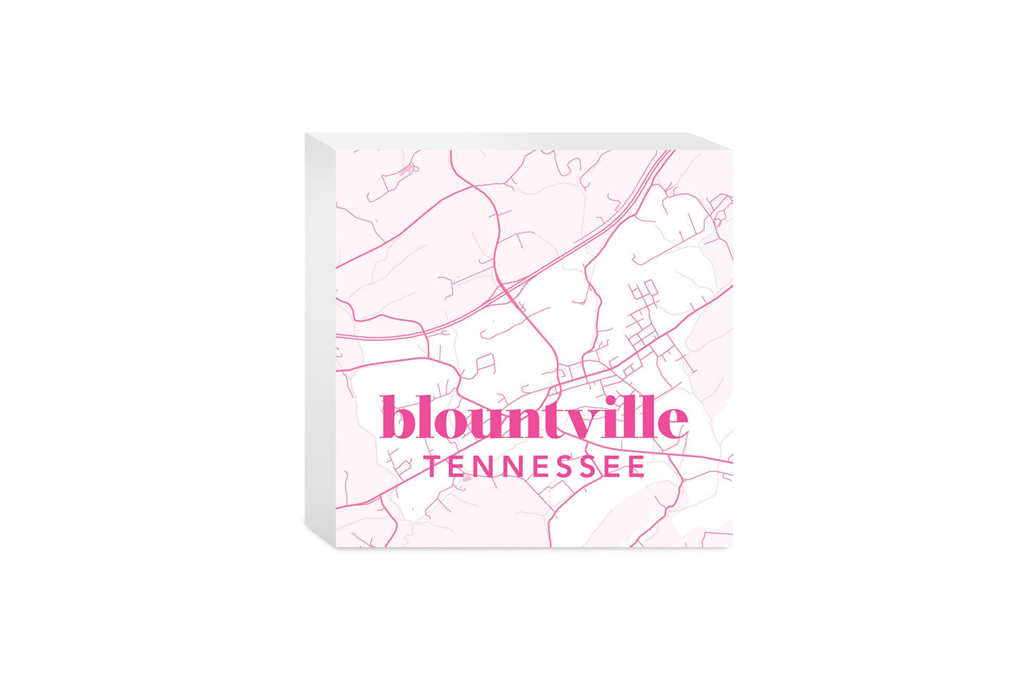 Bright Modern Pink Map Tennessee Blountville | Wood Block | Eaches | Min 4