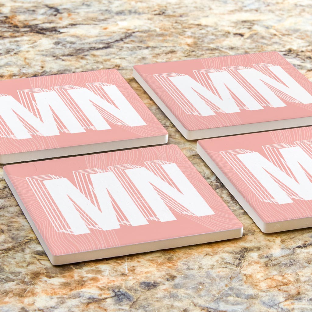 Boho Color Abbreviated On Pink Minnesota | Absorbent Coasters | Set of 4 | Min 2