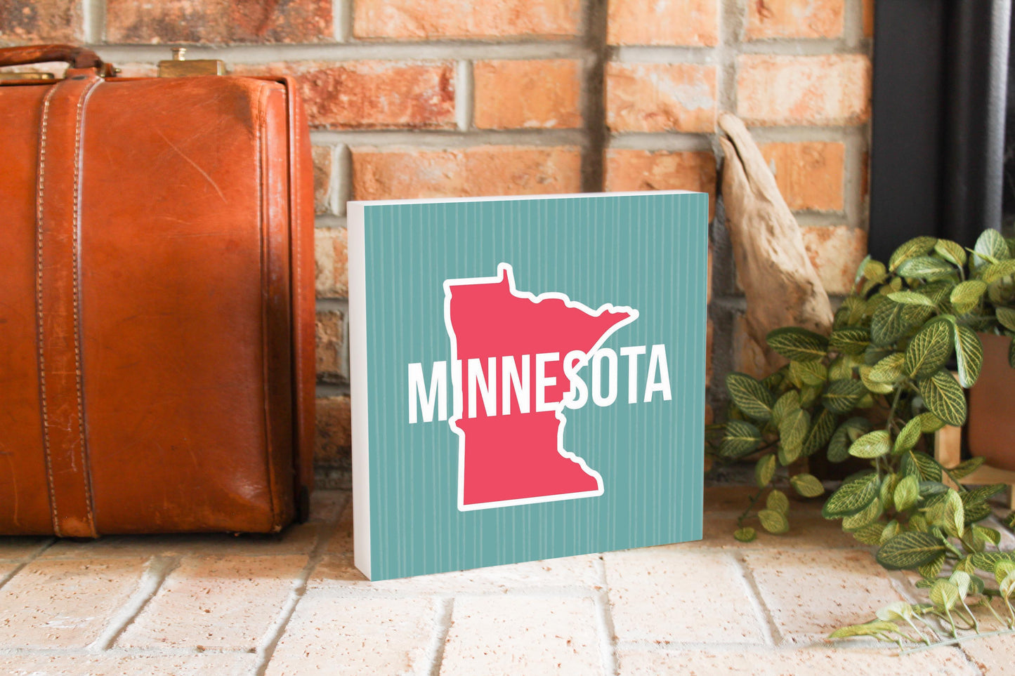 Boho Color State On Blue Minnesota | Wood Block | Eaches | Min 2