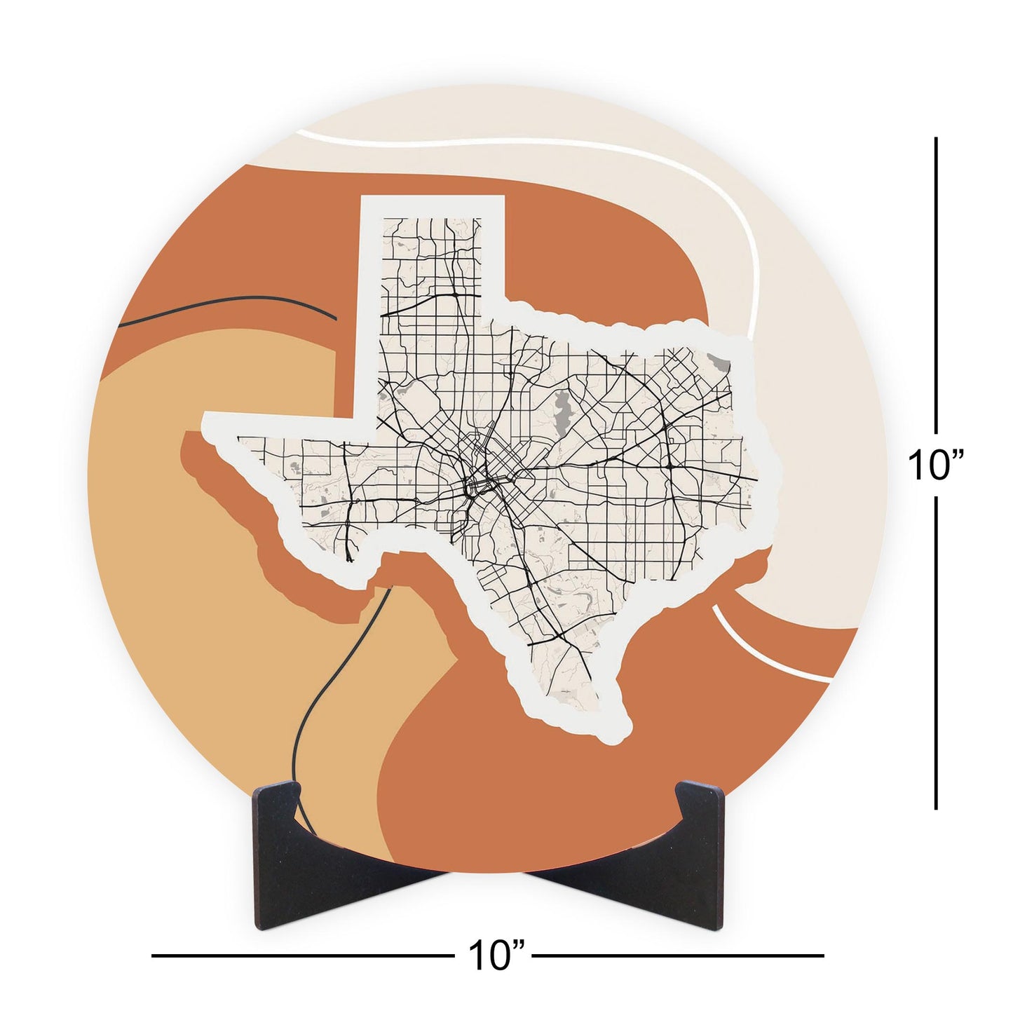 Vintage Groove Fluid Orange Map Texas Dallas | Wood Sign | Eaches | Min 1