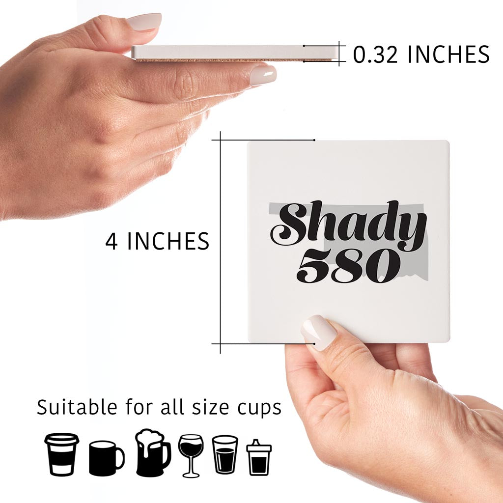 Minimalistic B&W Ardmore Ok Shady 580 White | Absorbent Coasters | Set of 4 | Min 2