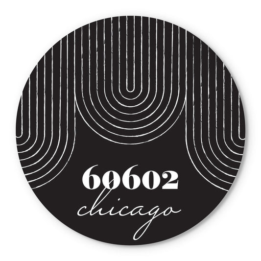 Black And White City Zip On Black Illinois Chicago | Wood Sign | Eaches | Min 1