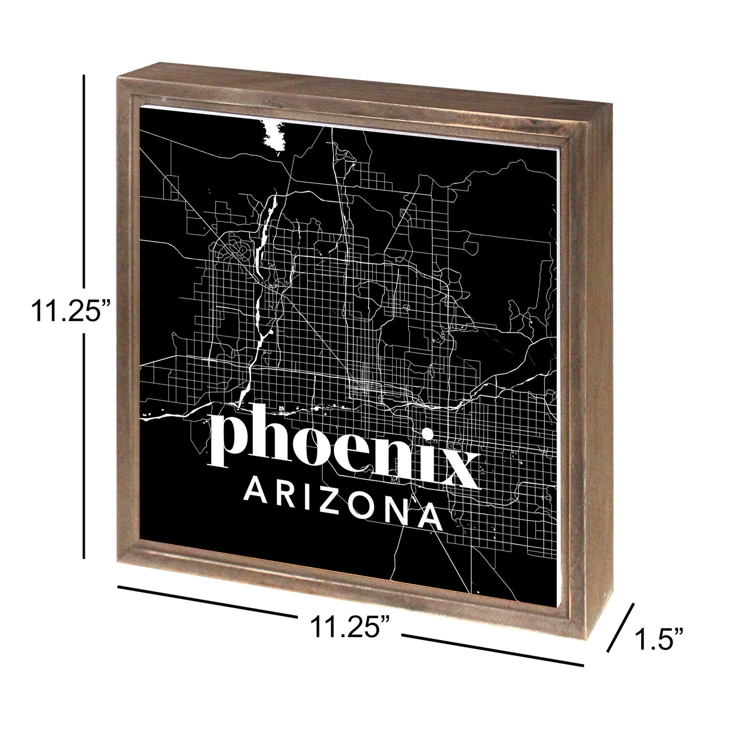 Black And White Black Map Arizona Phoenix | Wood Sign | Eaches | Min 1