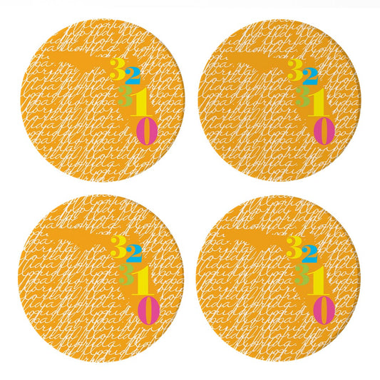 Bright Modern State Script Orange Florida Tallahassee | Absorbent Coasters | Set of 4 | Min 2