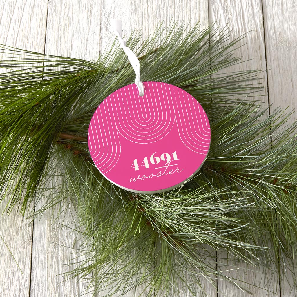 Bright Modern City Zip On Pink Ohio Wooster | Wood Ornament | Eaches | Min 6