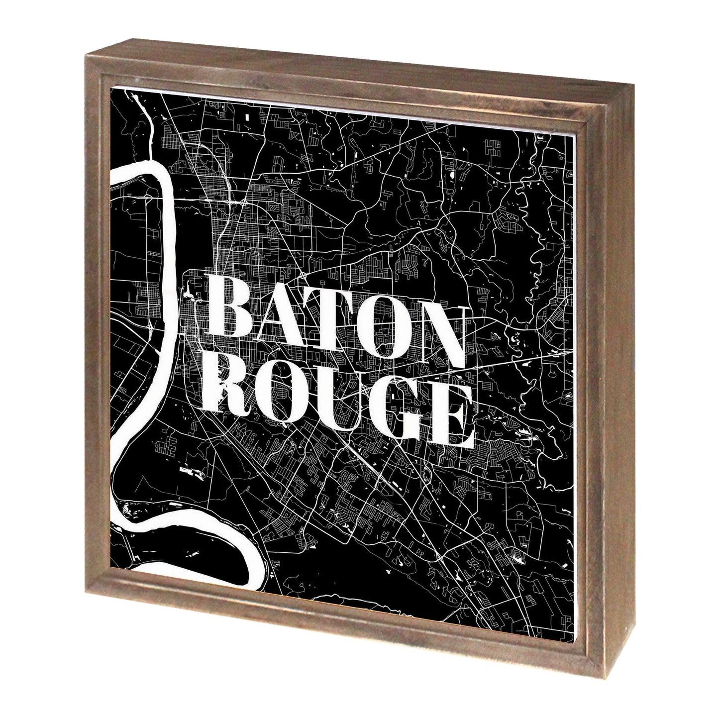 Minimalistic Baton Rouge Black Map | Wood Sign | Eaches | Min 1