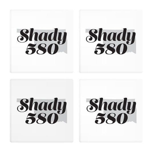 Minimalistic B&W Ardmore Ok Shady 580 White | Absorbent Coasters | Set of 4 | Min 2