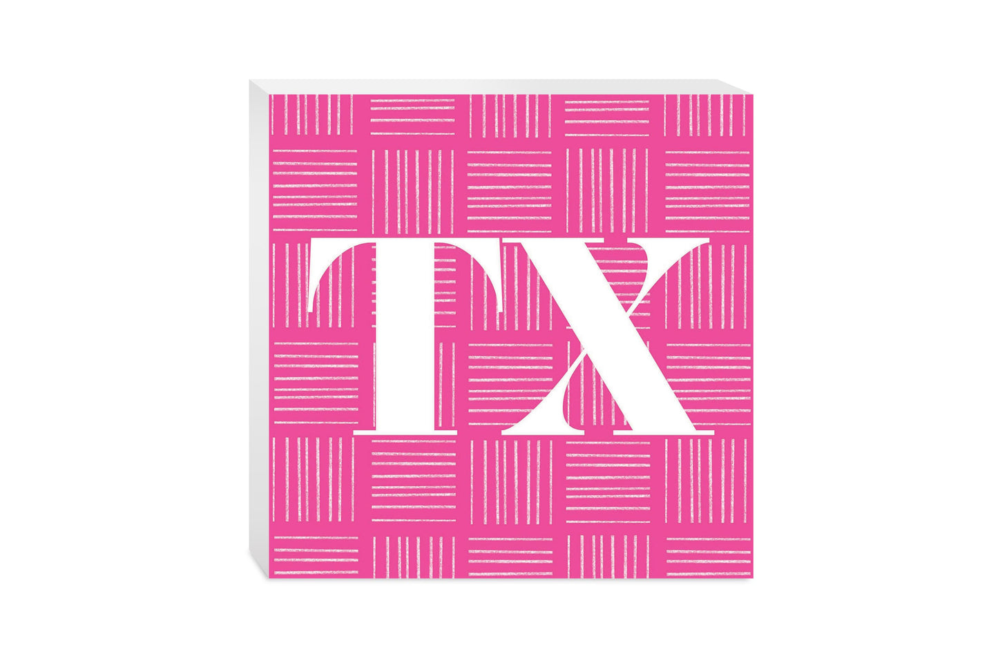 Bright Modern Abbreviated On Pink Texas | Wood Block | Eaches | Min 2