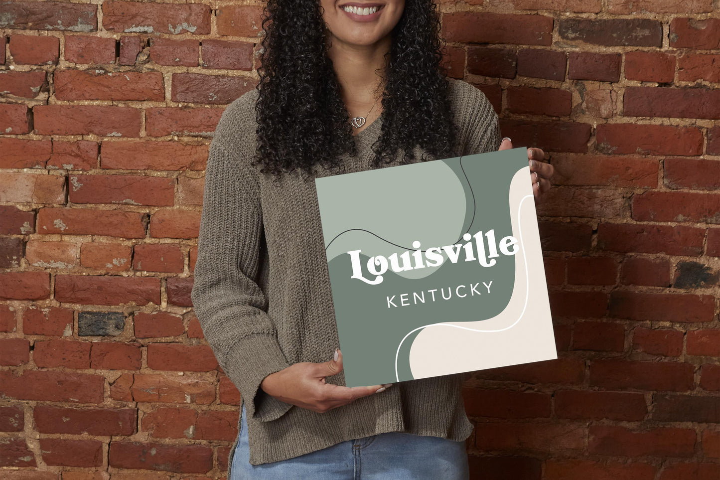 Vintage Groove Fluid Green Kentucky Louisville | Wood Sign | Eaches | Min 2