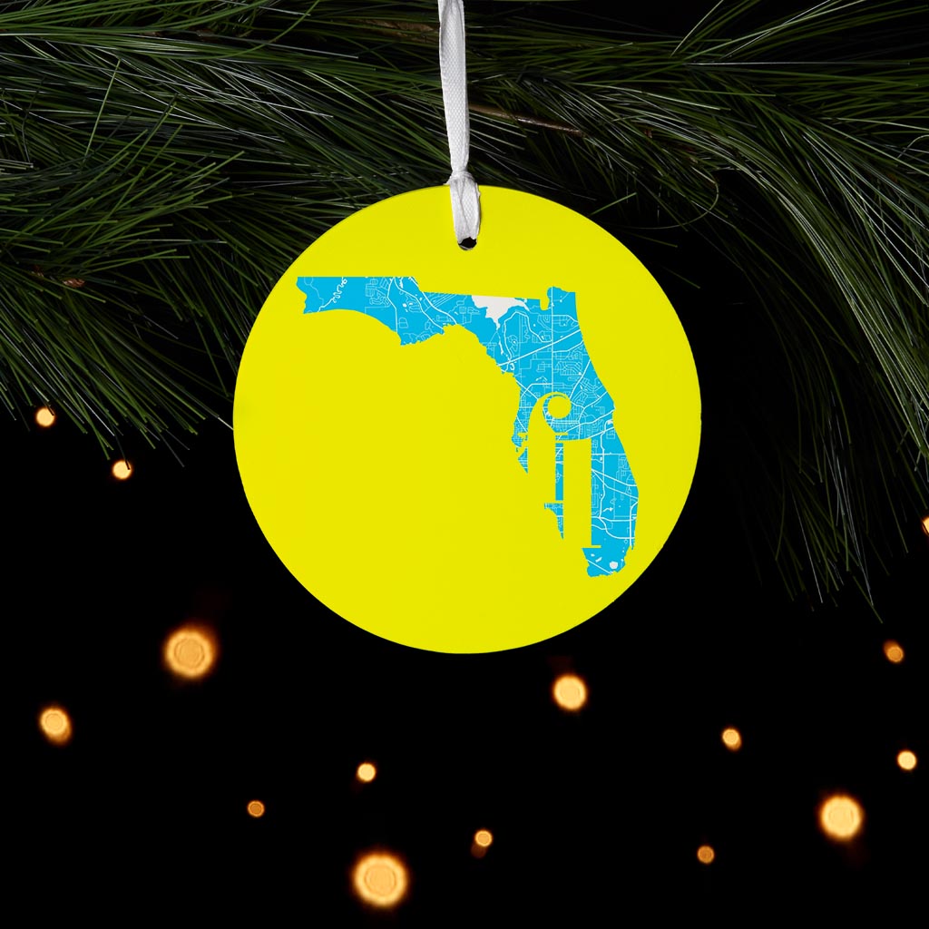 Bright Modern Abbreviated State Yellow Florida Tallahassee | Wood Ornament | Eaches | Min 6