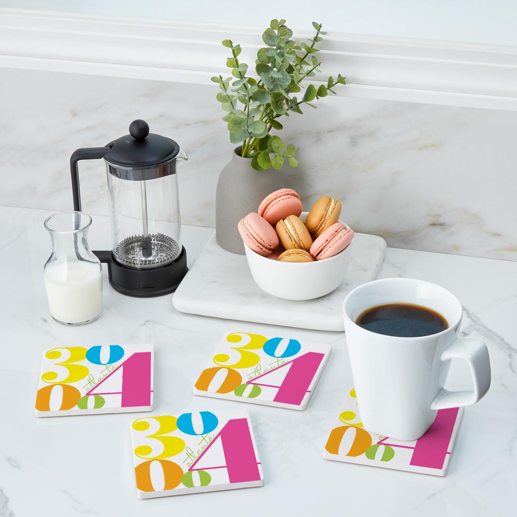 Bright Modern Color Block City Zip Georgia Atlanta | Absorbent Coasters | Set of 4 | Min 2