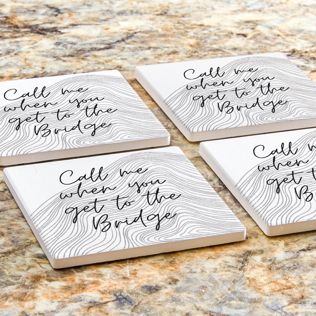 Minimalistic B&W Cape Cod When You Get To The Bridge | Absorbent Coasters | Set of 4 | Min 2