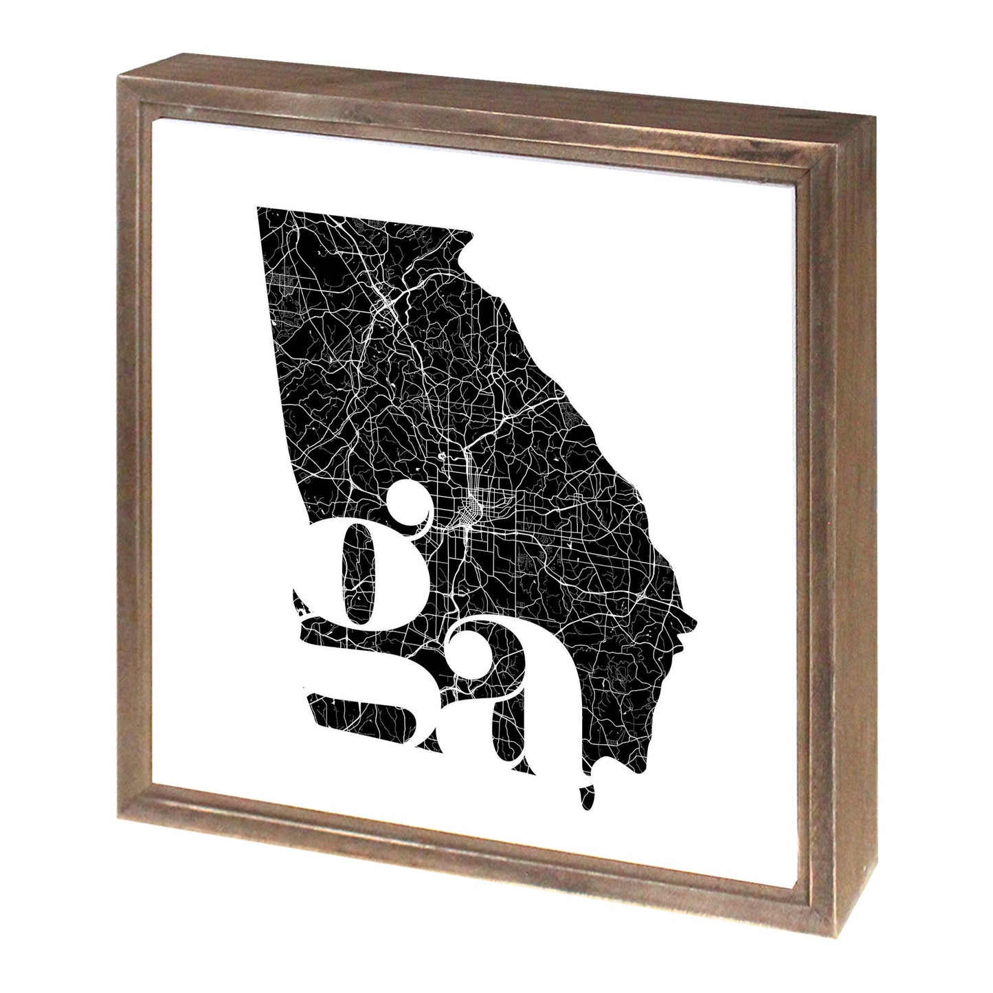 Black And White Abbreviated State Map White Georgia | Wood Sign | Eaches | Min 1