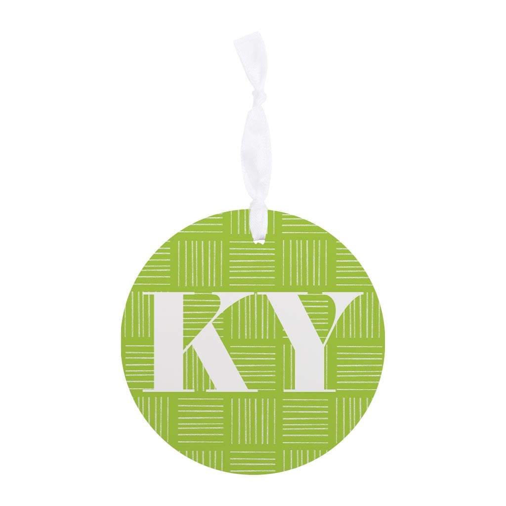 Bright Modern Abbreviated On Green Kentucky | Wood Ornament | Eaches | Min 6