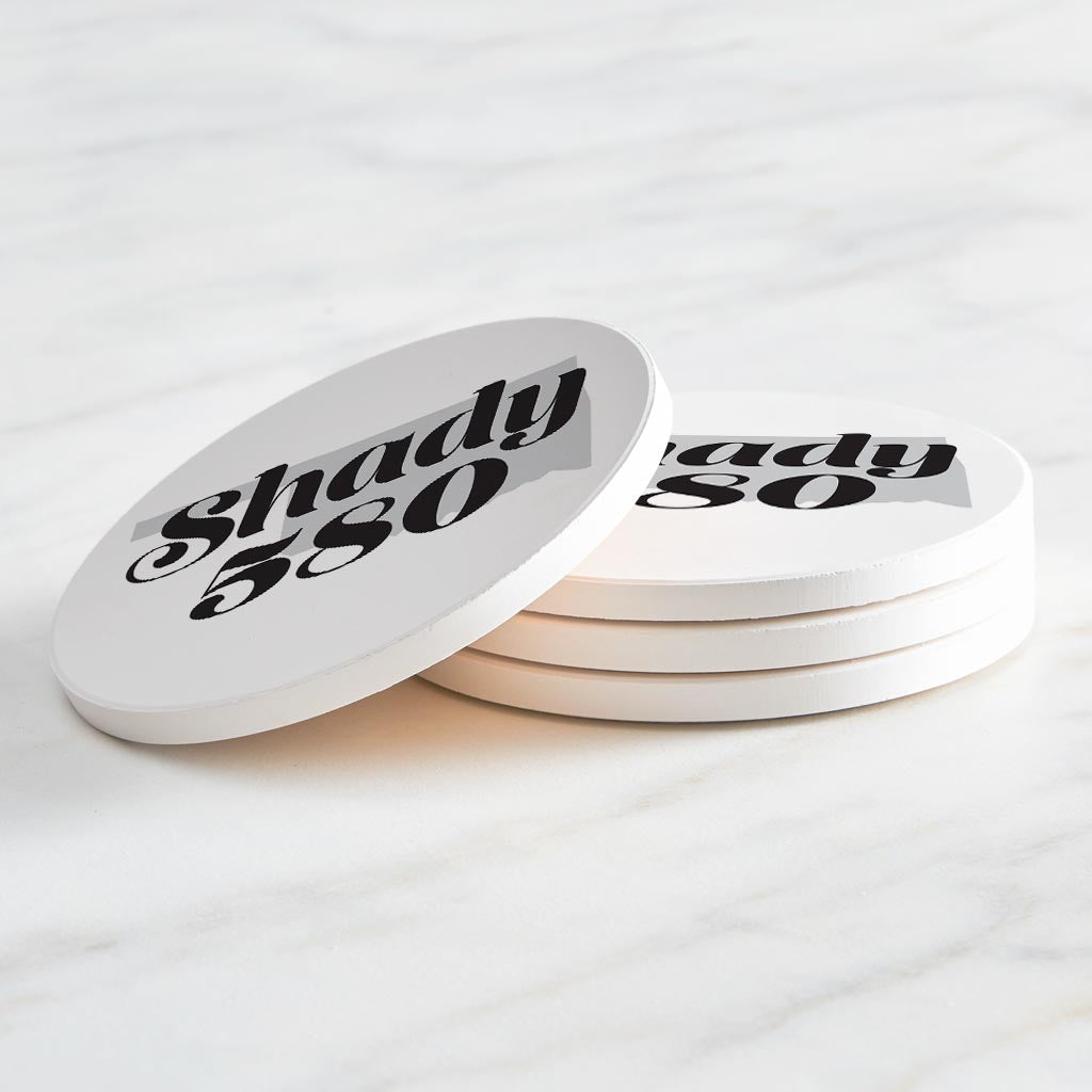 Minimalistic B&W Ardmore Ok Shady 580 White| Absorbent Coasters | Set of 4 | Min 2