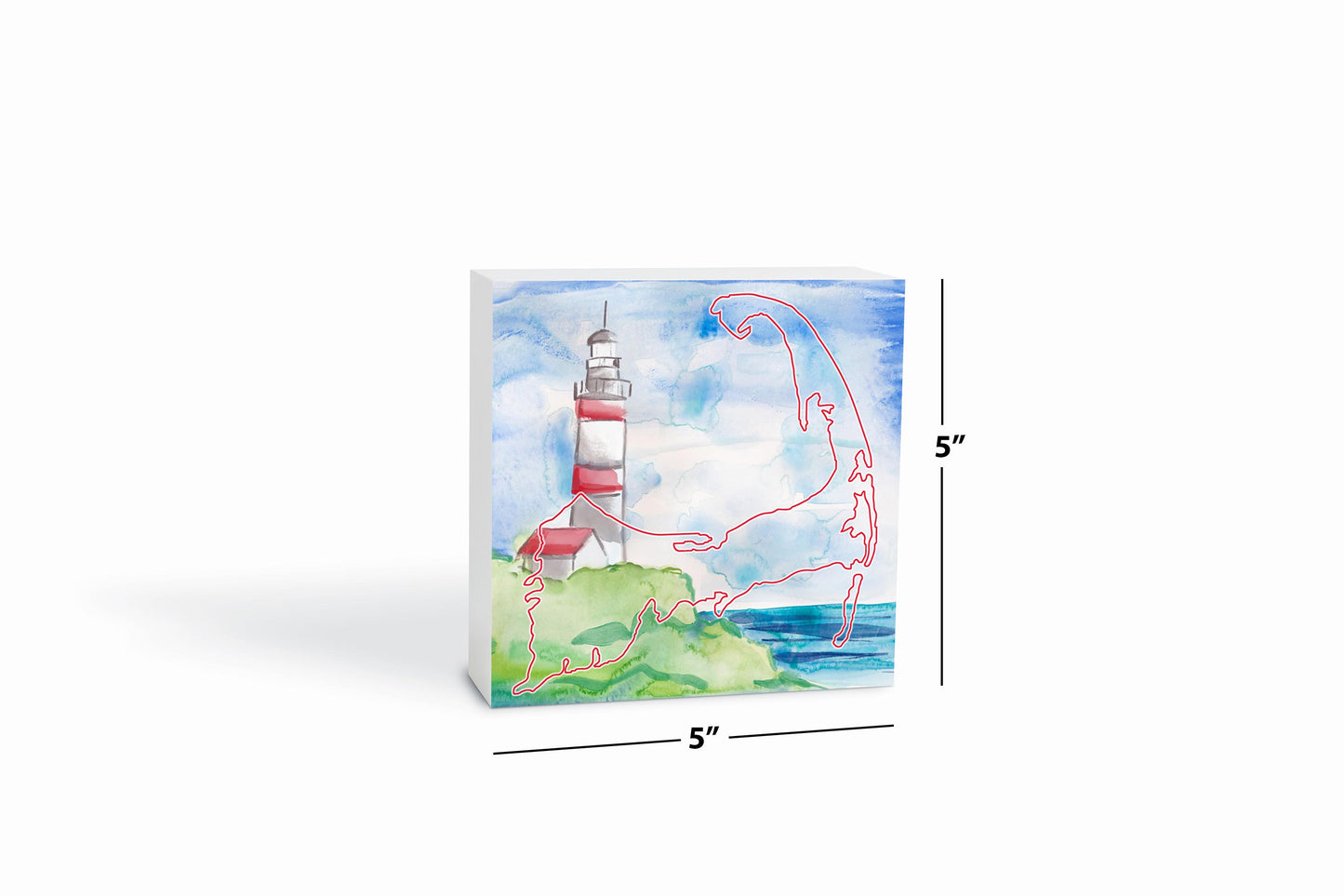 Watercolor Lighthouse | Wood Block | Eaches | Min 4