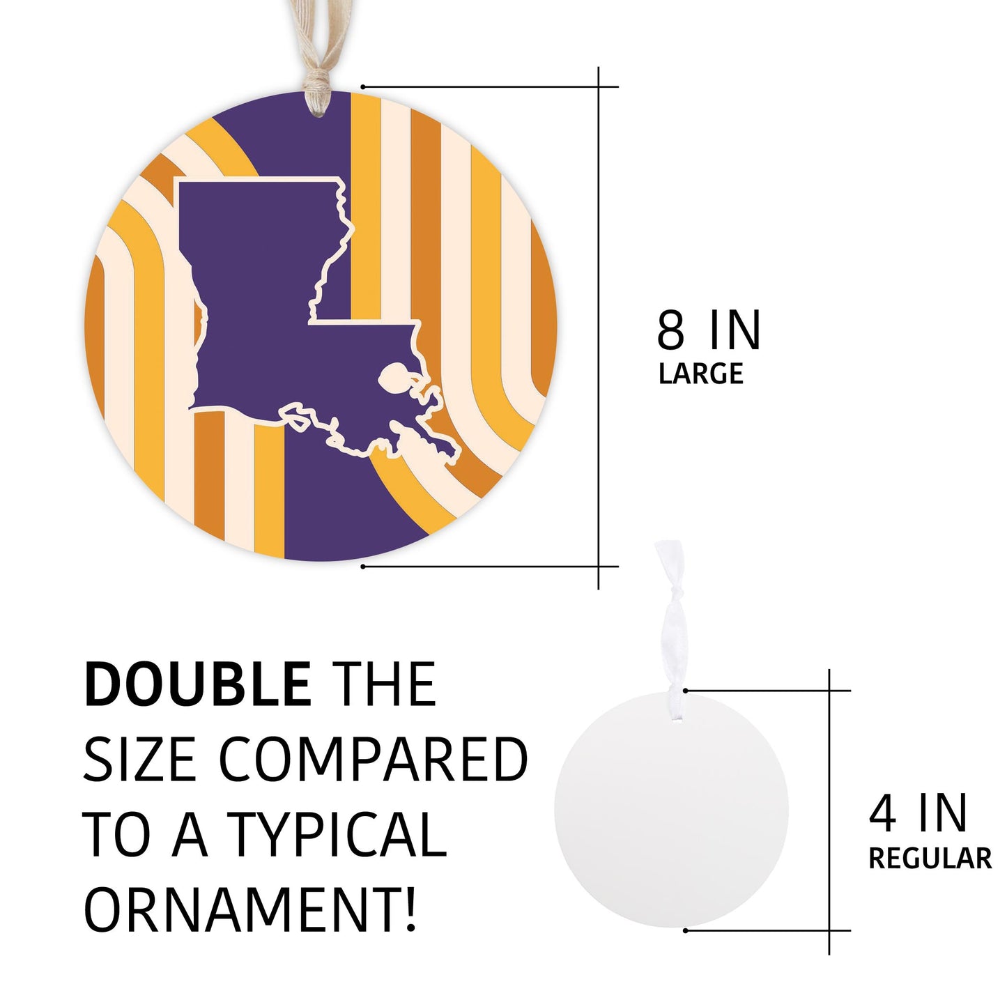 Purple Gold Louisiana Retro State Shape | Wood Ornament | Eaches | Min 1